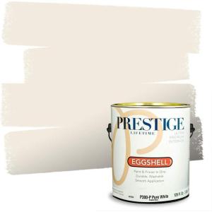imagePRESTIGE Paints Exterior Paint and Primer In One 1Gallon SemiGloss Comparable Match of Sherwin Williams Pure WhiteSW7002PCM