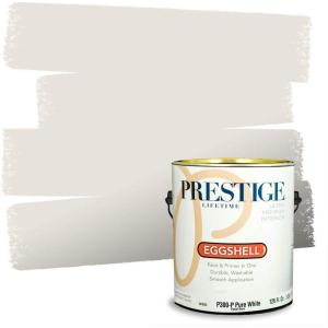 imagePRESTIGE Paints Exterior Paint and Primer In One 1Gallon SemiGloss Comparable Match of Sherwin Williams Pure WhiteSW7003PCM