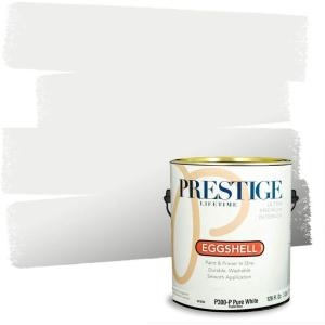 imagePRESTIGE Paints Exterior Paint and Primer In One 1Gallon SemiGloss Comparable Match of Sherwin Williams Pure WhiteSW7006PCM