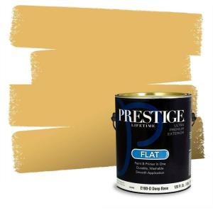 imagePRESTIGE Paints Exterior Paint and Primer In One 1Gallon SemiGloss Comparable Match of Valspar Brushed AlmondMark Twain House Yellow