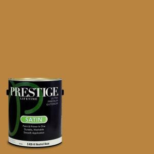 imagePRESTIGE Paints Exterior Paint and Primer In One 1Gallon SemiGloss Comparable Match of Valspar Brushed AlmondOrange Glaze