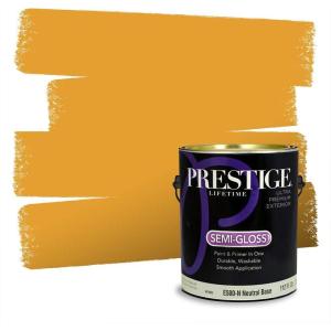imagePRESTIGE Paints Exterior Paint and Primer In One 1Gallon SemiGloss Comparable Match of Valspar Brushed Almondgolden Castle