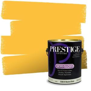 imagePRESTIGE Paints Exterior Paint and Primer In One 1Gallon SemiGloss Comparable Match of Valspar Brushed Almondgolden Treasure