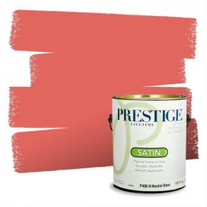 imagePRESTIGE Paints Interior House Paint and Primer In One 1Gallon Flat Comparable Match of Valspar Crme BruleeBlaze Orange