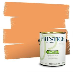 imagePRESTIGE Paints Interior House Paint and Primer In One 1Gallon Flat Comparable Match of Valspar Crme BruleeBrushed Orange