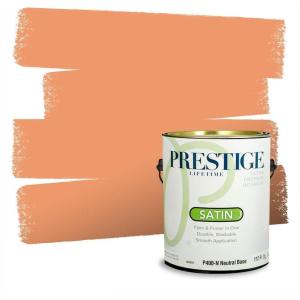 imagePRESTIGE Paints Interior House Paint and Primer In One 1Gallon Flat Comparable Match of Valspar Crme BruleeOrange Pecan
