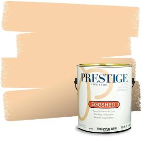 imagePRESTIGE Paints Interior House Paint and Primer In One 1Gallon Flat Comparable Match of Valspar Crme BruleePeach Butter