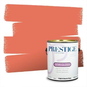 imagePRESTIGE Paints Interior House Paint and Primer In One 1Gallon Flat Comparable Match of Valspar Crme BruleeRipe Pomegranate