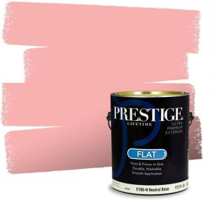 imagePRESTIGE Paints Interior House Paint and Primer In One 1Gallon Flat Comparable Match of Valspar Crme BruleeVS04Peach Punch