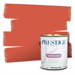 imagePRESTIGE Paints Interior House Paint and Primer In One 1Gallon Flat Comparable Match of Valspar Crme BruleeVivid Orange