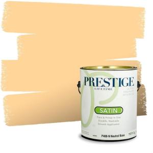 imagePRESTIGE Paints Interior House Paint and Primer In One 1Gallon Flat Comparable Match of Valspar Crme BruleeWhipped Apricot