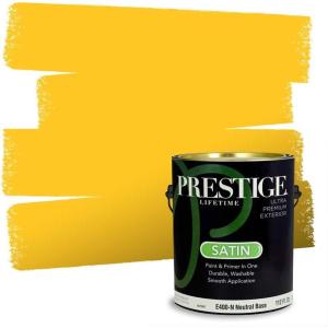 imagePRESTIGE Paints Interior Paint and Primer In One 1Gallon Flat Comparable Match of Sherwin Williams Confident YellowCheerful
