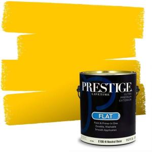imagePRESTIGE Paints Interior Paint and Primer In One 1Gallon Flat Comparable Match of Sherwin Williams Confident YellowForsythia