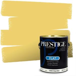 imagePRESTIGE Paints Interior Paint and Primer In One 1Gallon Flat Comparable Match of Sherwin Williams Confident YellowFunky Yellow