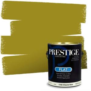 imagePRESTIGE Paints Interior Paint and Primer In One 1Gallon Flat Comparable Match of Sherwin Williams Confident YellowOffbeat Green