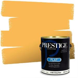 imagePRESTIGE Paints Interior Paint and Primer In One 1Gallon Flat Comparable Match of Sherwin Williams Confident YellowSocial Butterfly