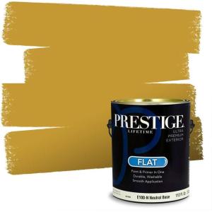 imagePRESTIGE Paints Interior Paint and Primer In One 1Gallon Flat Comparable Match of Sherwin Williams Fervent BrassCrispy Gold
