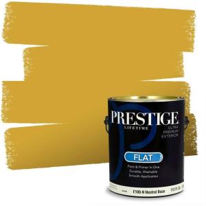 imagePRESTIGE Paints Interior Paint and Primer In One 1Gallon Flat Comparable Match of Sherwin Williams Fervent BrassKingdom Gold