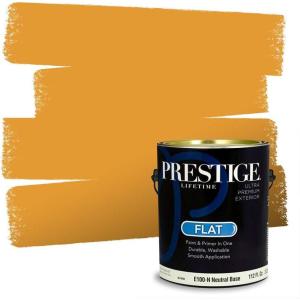 imagePRESTIGE Paints Interior Paint and Primer In One 1Gallon Flat Comparable Match of Sherwin Williams Fervent BrassSunflower