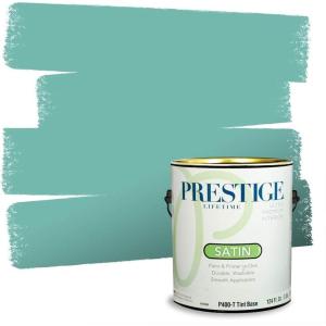 imagePRESTIGE Paints Interior Paint and Primer In One 1Gallon Satin Comparable Match of Sherwin Williams AqueductCooled Blue