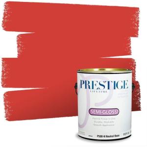 imagePRESTIGE Paints Interior Paint and Primer In One 1Gallon SemiGloss Comparable Match of Sherwin Williams Lusty RedFireworks