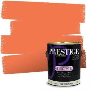 imagePRESTIGE Paints P500N84BM Interior Paint and Primer In One SemiGloss Comparable Match of Benjamin Moore 1 gallon Fiesta OrangeFiesta Orange