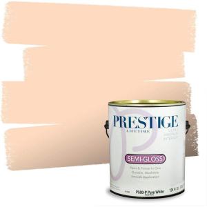 imagePRESTIGE Paints P500N84BM Interior Paint and Primer In One SemiGloss Comparable Match of Benjamin Moore 1 gallon Fiesta OrangeJuno Peach
