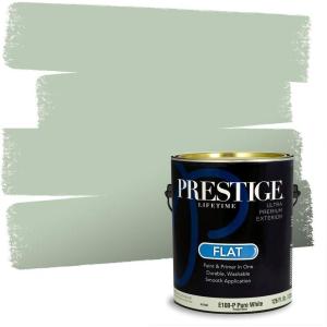 imagePRESTIGE Paints P400P449BM Interior Paint and Primer In One Satin Comparable Match of Benjamin Moore 1 gallon Serene Breeze443BMPCM