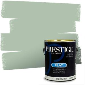 imagePRESTIGE Paints P400P449BM Interior Paint and Primer In One Satin Comparable Match of Benjamin Moore 1 gallon Serene Breeze451BMPCM