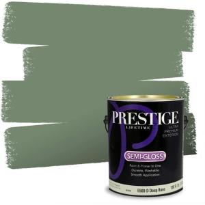 imagePRESTIGE Paints P400P449BM Interior Paint and Primer In One Satin Comparable Match of Benjamin Moore 1 gallon Serene BreezeCedar Path