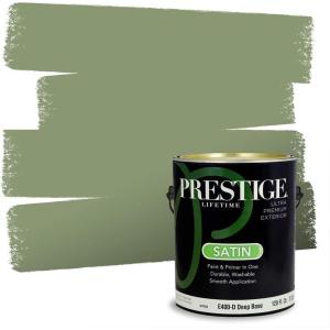 imagePRESTIGE Paints P400P449BM Interior Paint and Primer In One Satin Comparable Match of Benjamin Moore 1 gallon Serene BreezeLand Of Liberty