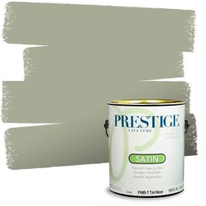 imagePRESTIGE Paints P400P449BM Interior Paint and Primer In One Satin Comparable Match of Benjamin Moore 1 gallon Serene BreezeWeekend Getaway