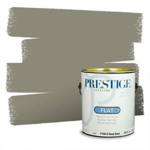 imagePRESTIGE Paints Interior Paint and Primer In One 1Gallon Flat Comparable Match of Valspar Mark Twain House Olive