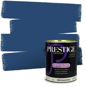 imagePRESTIGE Paints Interior Paint and Primer In One 1Gallon Eggshell Comparable Match of Sherwin Williams Down PourIndigo