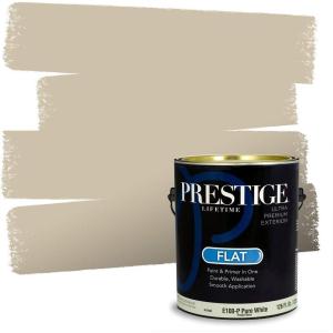 imagePRESTIGE Paints Exterior Paint and Primer In One 1Gallon Flat Comparable Match of Benjamin Moore Grant BeigeHC80BMPCM