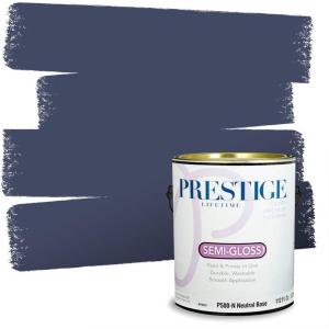 imagePRESTIGE Paints Interior Paint and Primer In One 1Gallon SemiGloss Comparable Match of Benjamin Moore Steel BlueStunning