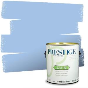 imagePRESTIGE Paints Interior Paint and Primer In One 1Gallon SemiGloss Comparable Match of Benjamin Moore Steel BlueSwiss Blue