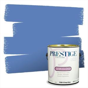 imagePRESTIGE Paints Interior Paint and Primer In One 1Gallon SemiGloss Comparable Match of Benjamin Moore Steel BlueWatertown