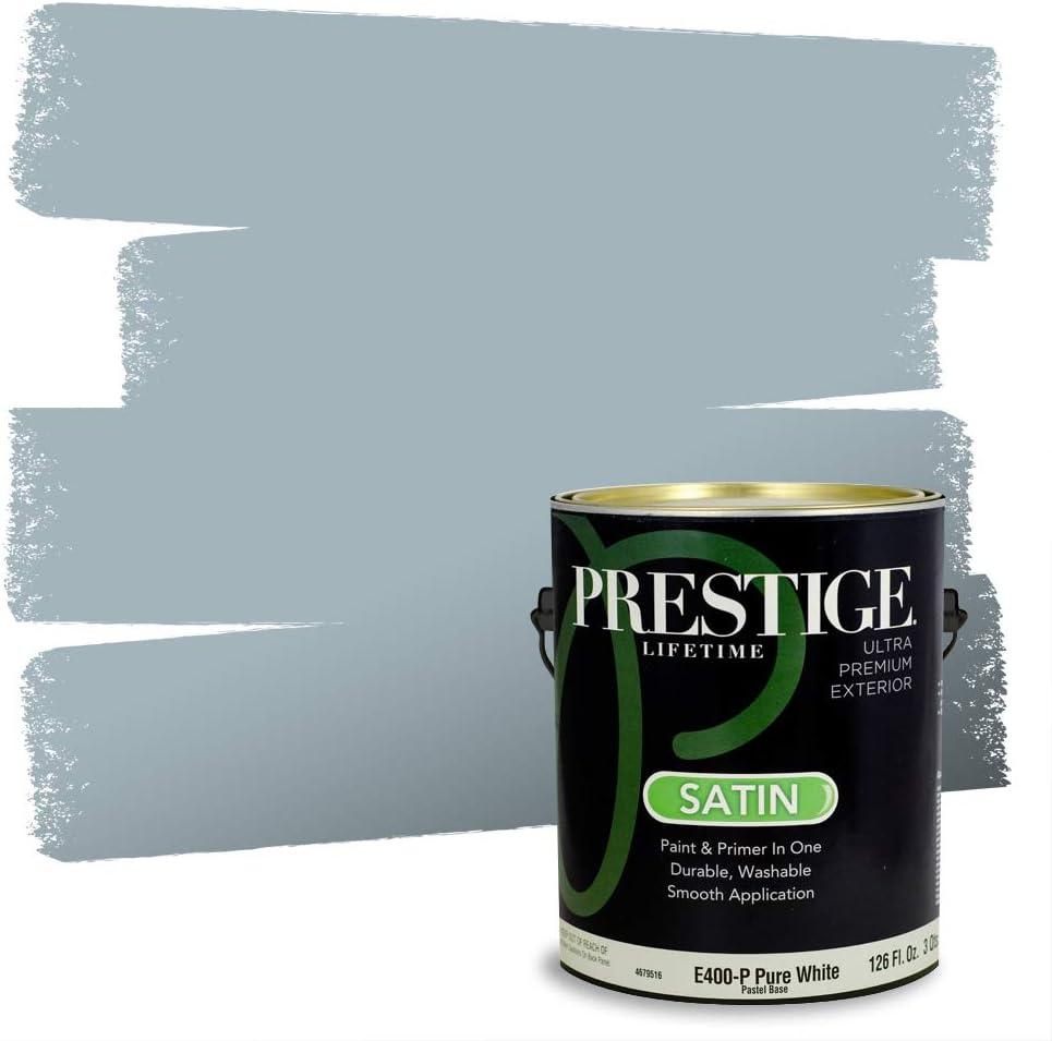 imagePRESTIGE Paints Exterior Paint and Primer In One 1Gallon Satin Comparable Match of Benjamin Moore Little Falls1634BMPCM