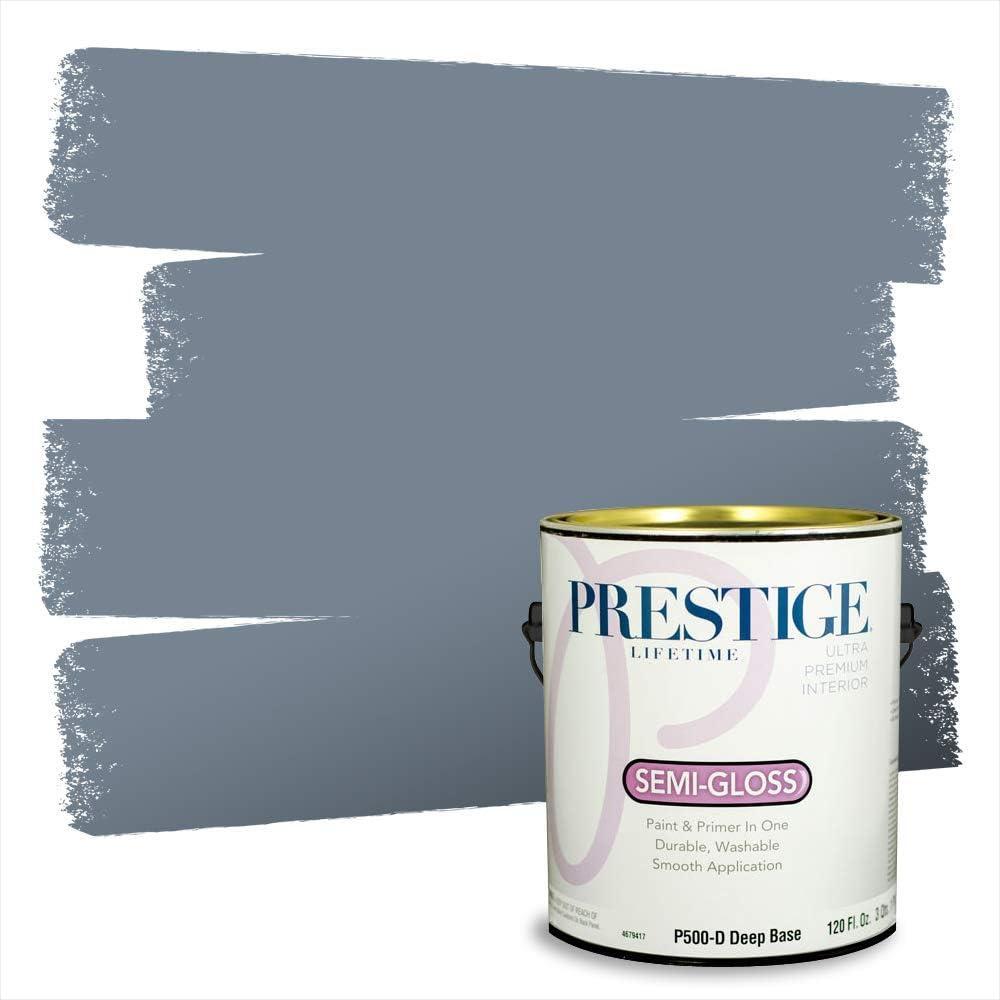 imagePRESTIGE Paints Exterior Paint and Primer In One 1Gallon Satin Comparable Match of Benjamin Moore Little FallsBachelor Blue