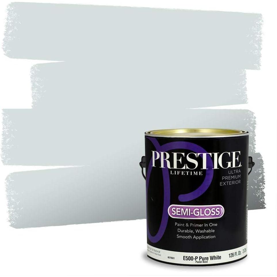 imagePRESTIGE Paints Exterior Paint and Primer In One 1Gallon Satin Comparable Match of Benjamin Moore Little FallsGlass Slipper