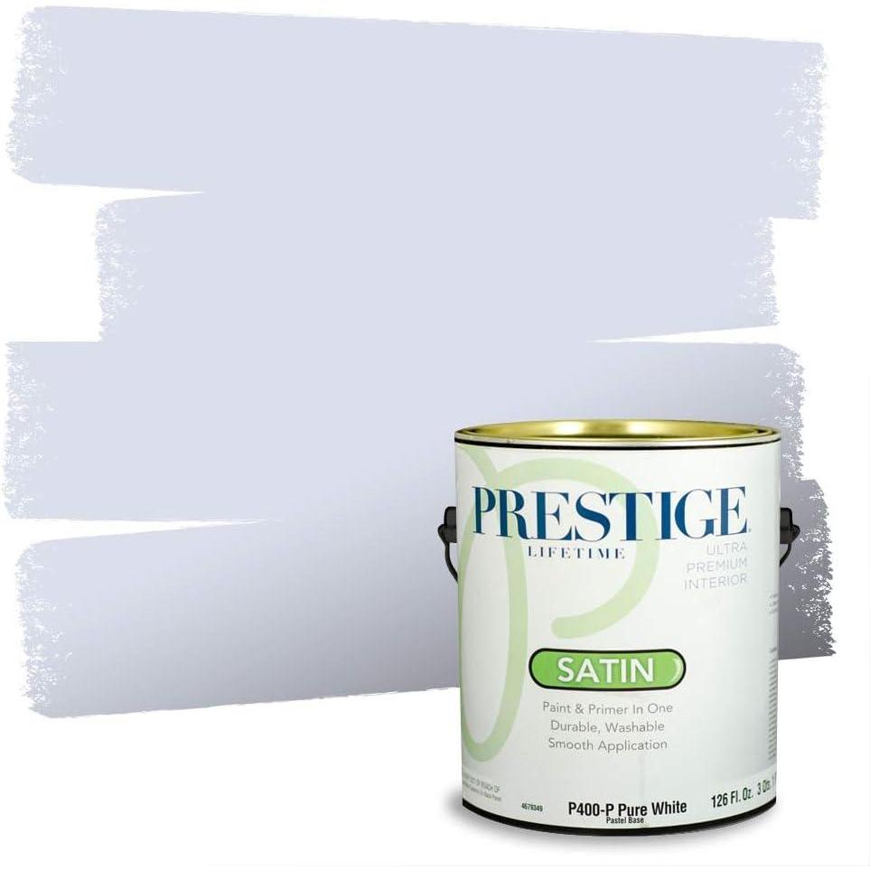imagePRESTIGE Paints Exterior Paint and Primer In One 1Gallon Satin Comparable Match of Benjamin Moore Little FallsLavender Secret