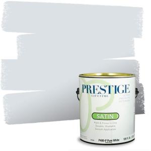 imagePRESTIGE Paints Exterior Paint and Primer In One 1Gallon Satin Comparable Match of Benjamin Moore Little FallsFirst Snowfall