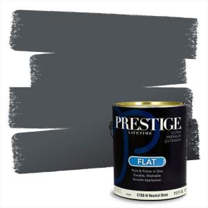 imagePRESTIGE Paints Exterior Paint and Primer In One 1Gallon Satin Comparable Match of Benjamin Moore Little FallsWestcott Navy