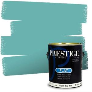 imagePRESTIGE Paints Interior Paint and Primer In One 1Gallon Eggshell Comparable Match of Benjamin Moore Oceanic Teal670BMPCM