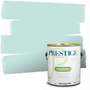 imagePRESTIGE Paints Interior Paint and Primer In One 1Gallon Eggshell Comparable Match of Benjamin Moore Oceanic TealAt Sea