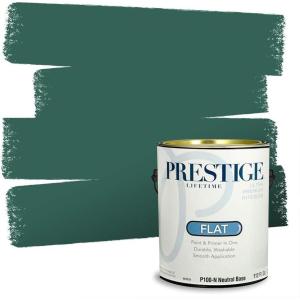 imagePRESTIGE Paints Interior Paint and Primer In One 1Gallon Eggshell Comparable Match of Benjamin Moore Oceanic TealBrazilian Rainforest