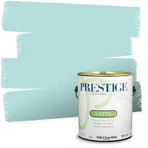 imagePRESTIGE Paints Interior Paint and Primer In One 1Gallon Eggshell Comparable Match of Benjamin Moore Oceanic TealMaritime Blue