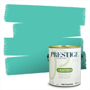 imagePRESTIGE Paints Interior Paint and Primer In One 1Gallon Eggshell Comparable Match of Benjamin Moore Oceanic TealMiami Teal