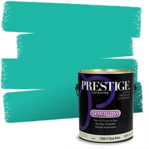 imagePRESTIGE Paints Interior Paint and Primer In One 1Gallon Eggshell Comparable Match of Benjamin Moore Oceanic TealSea Of Green
